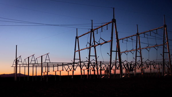 Sunrise at the GridLiance West transmission substation 