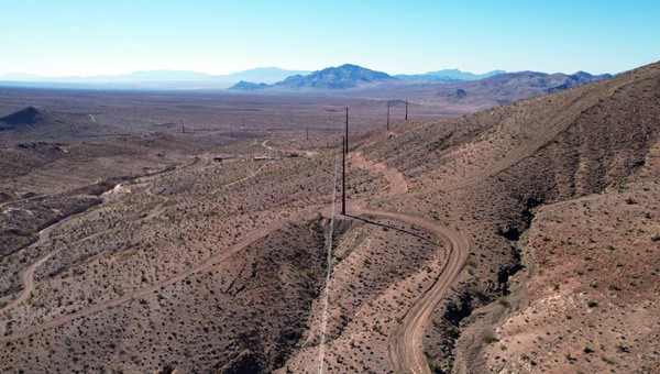 Transmissions lines running across Nye County, Nevada