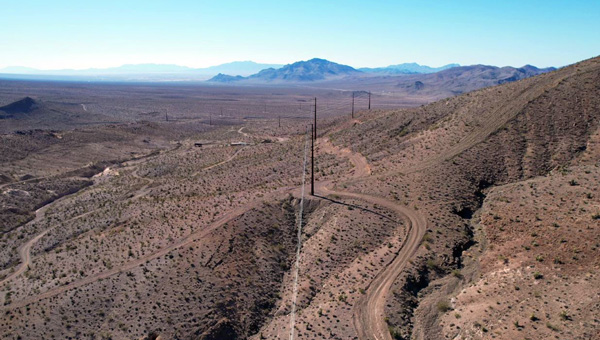 Transmissions lines running across Nye County, Nevada